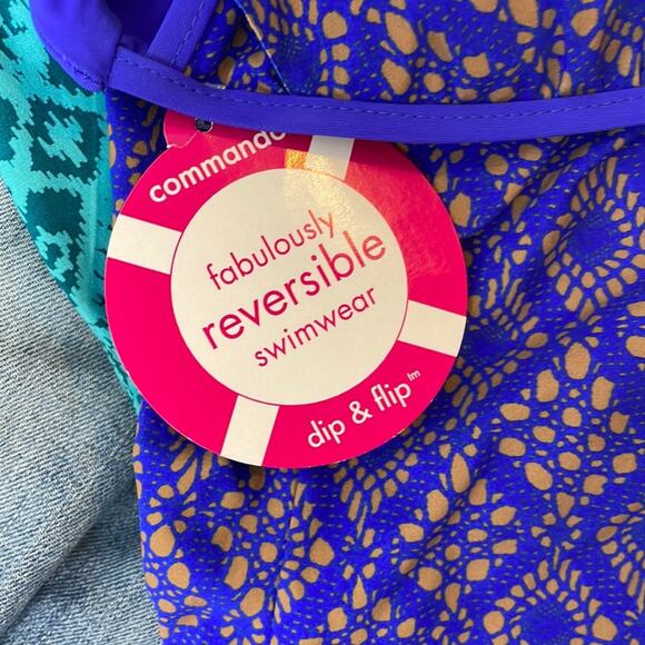 Commando Blue reversible swimsuit Lace Print New! Small - Picture 8 of 9